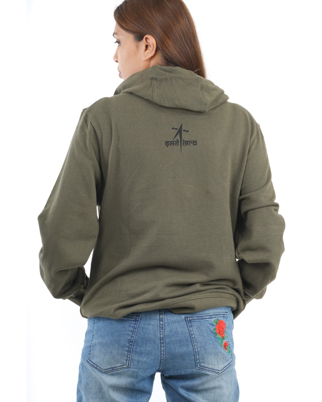 Shop Women's Green ISRO Bold Hoodie-Official ISRO Collection-Back