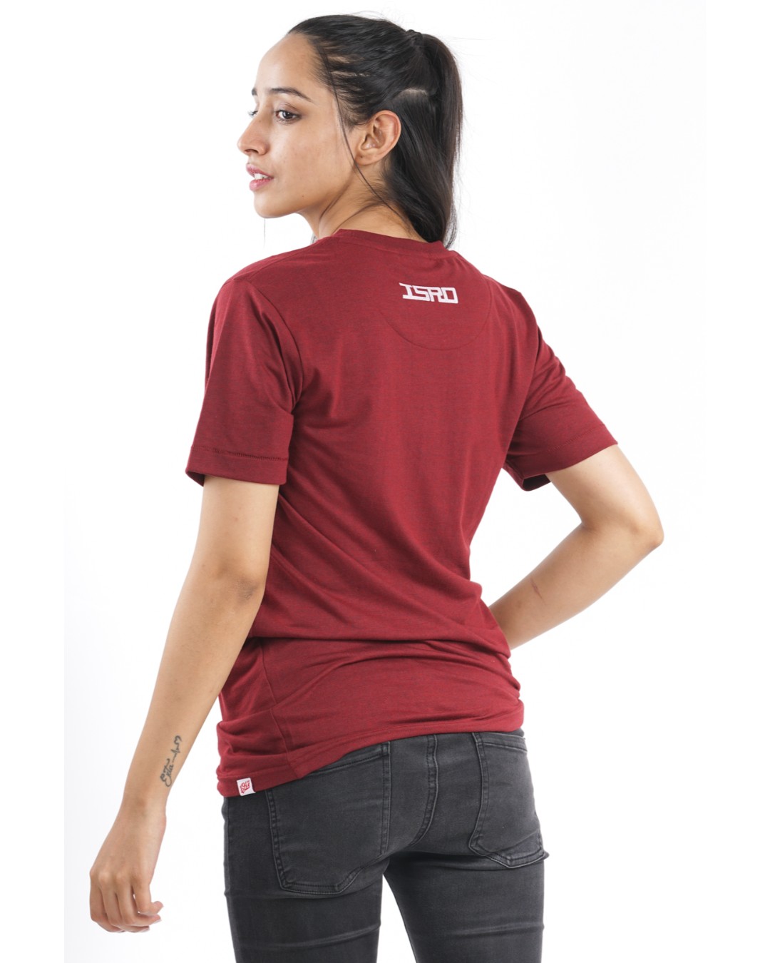 Shop Women's ISRO Block design T-shirt in Wine-Official ISRO Collection-Back