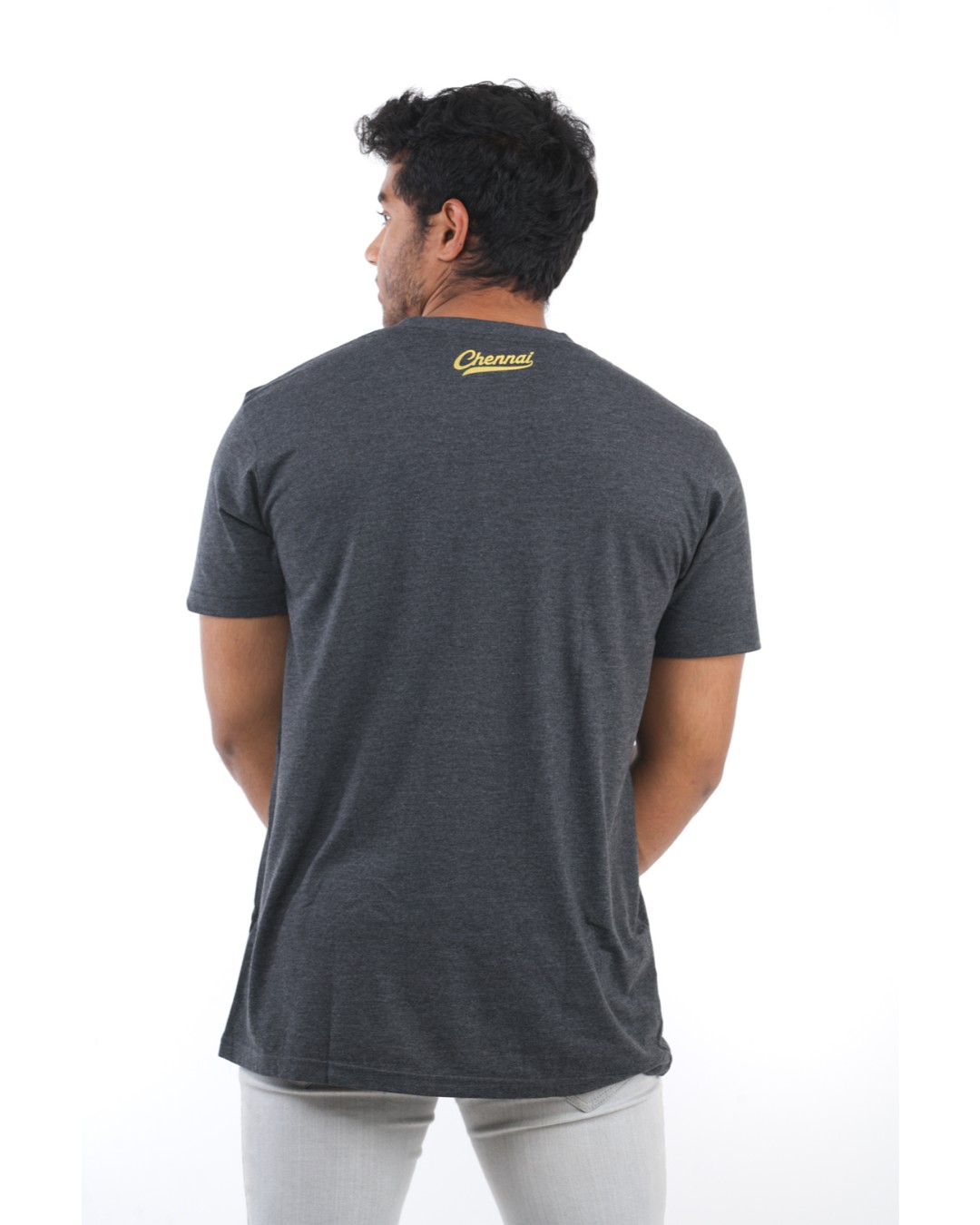 Shop Women's MADE IN MADRAS T-shirt in Charcoal-Back