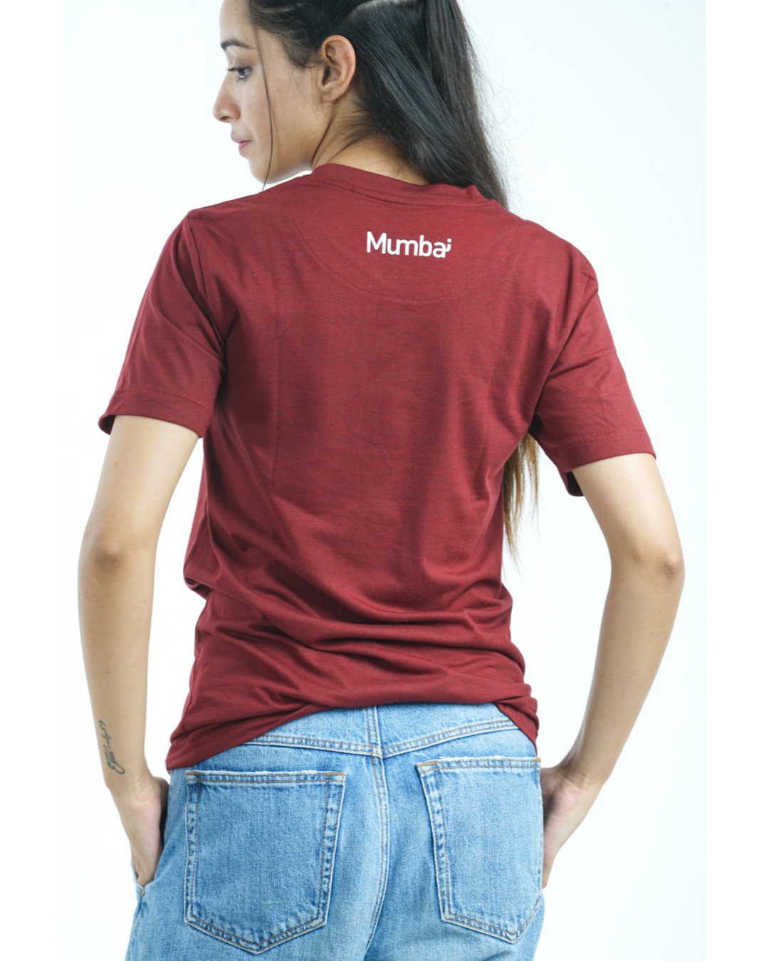 Shop Women's Mumbai Bold Map T-shirt in Wine-Back