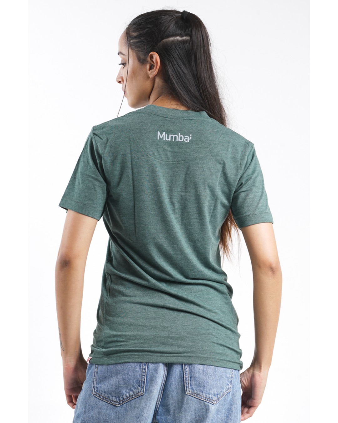 Shop Women's Mumbai Retro T-shirt in Bottle Green-Back