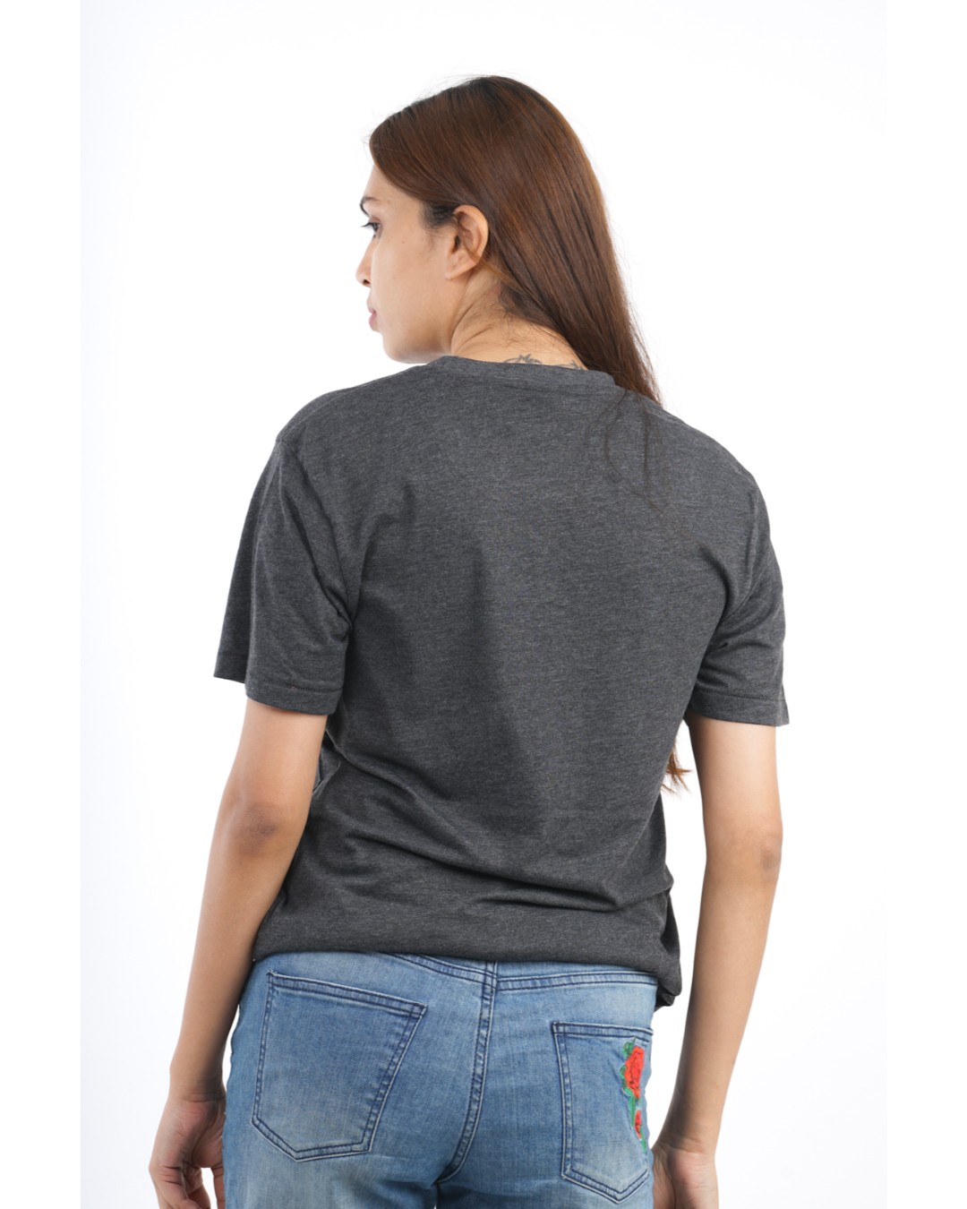 Shop Unisex Grey Basic T-shirt-Back