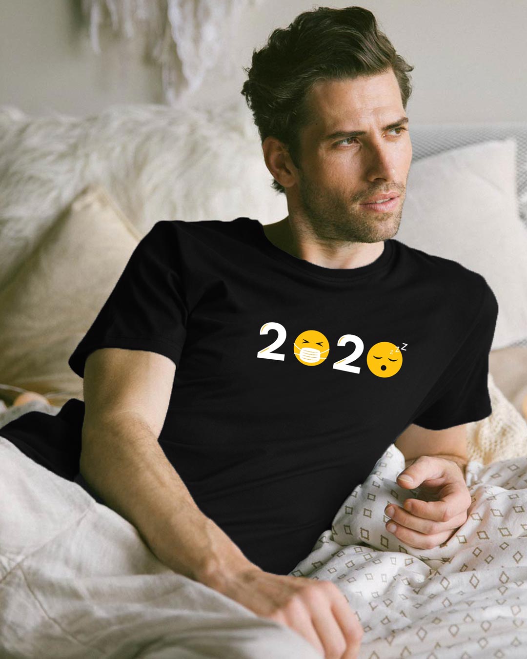 

2020 Emojis Half Sleeve T-Shirt Black Men' Printed T-Shirts Bewakoof.com