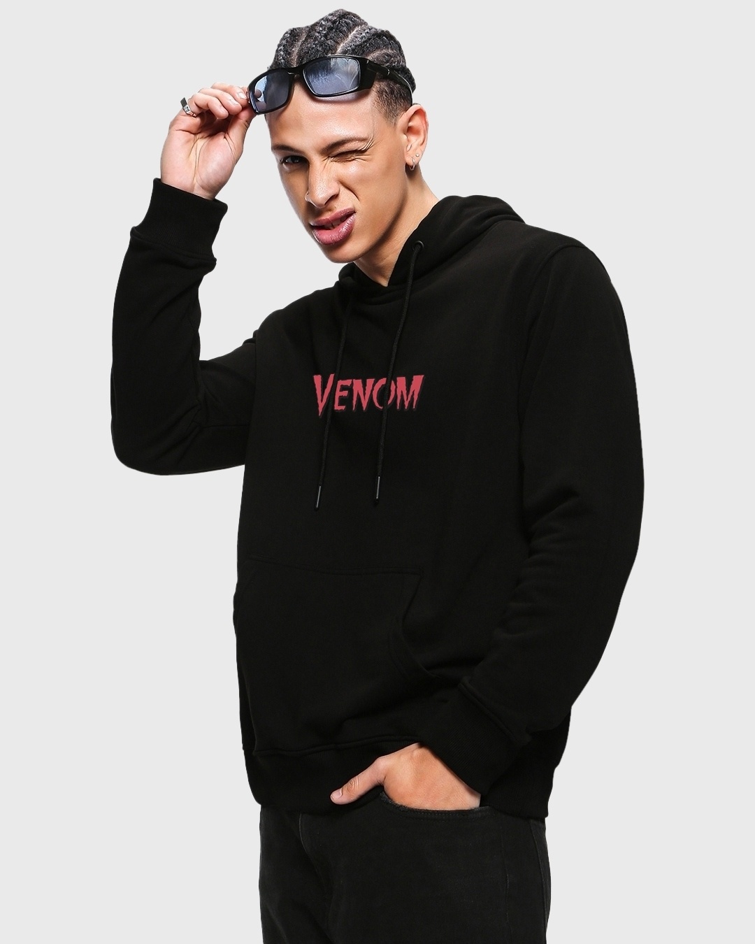 Shop Men's Black Venom Street Graphic Printed Hoodies-Back