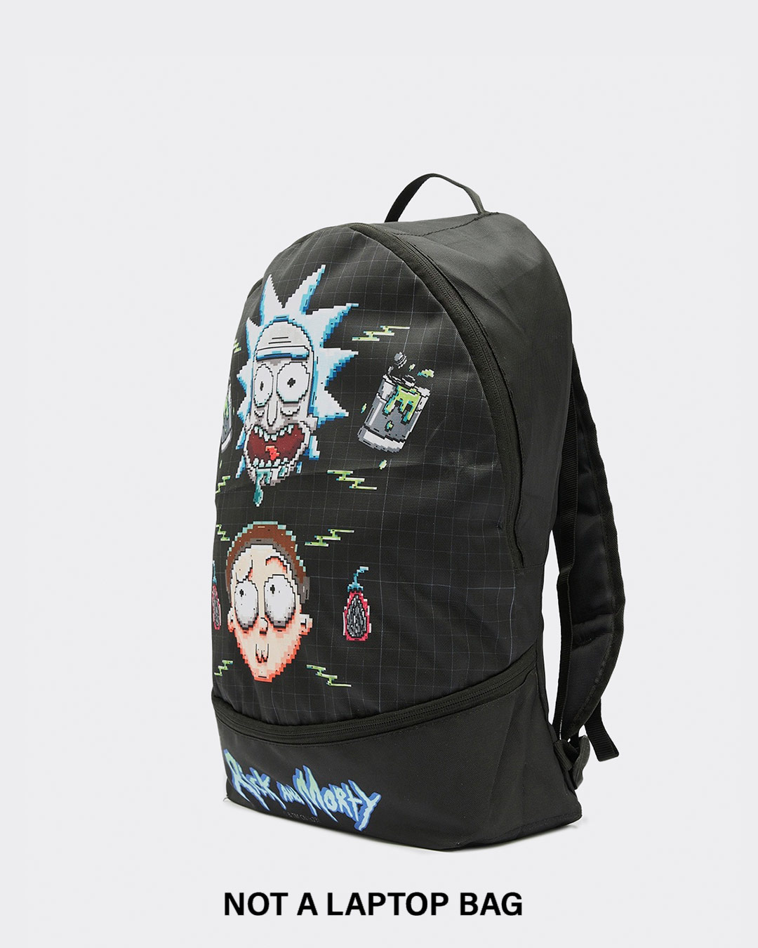 Shop Unisex Black 8-Bit Rick & Morty Printed Small Backpack-Back