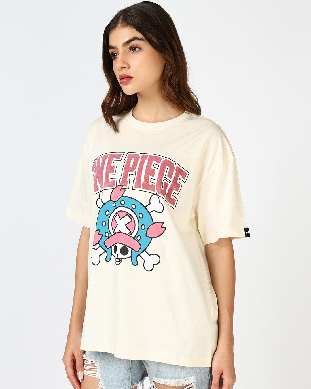 Shop Women's Gardenia Chopper Onepiece Graphic Printed Oversized T-shirt-Back