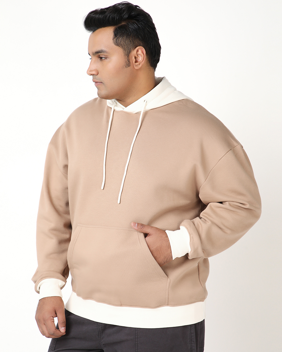 Shop Men's Ginger Root Brown Oversized Plus Size Hoodies-Back