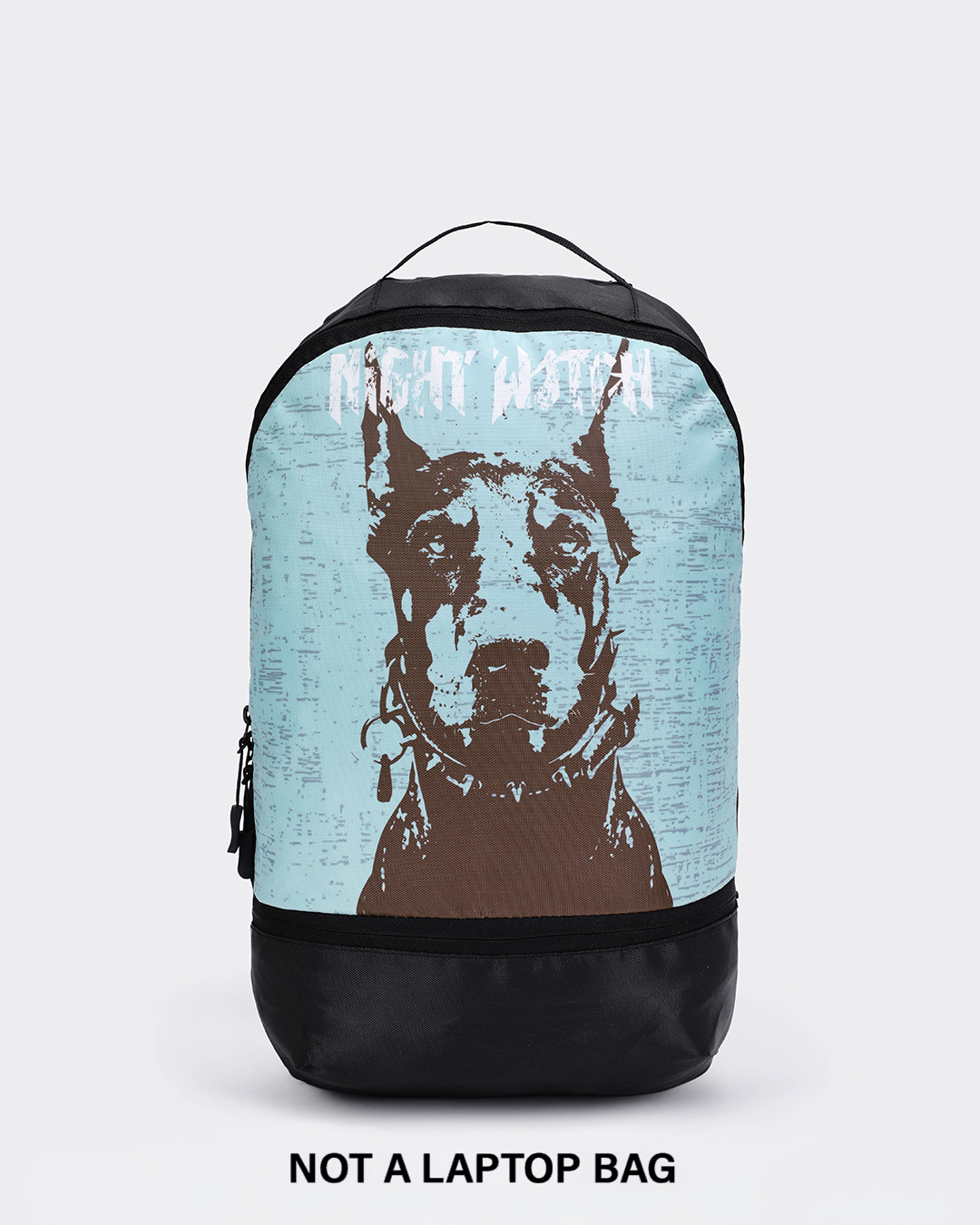 Shop Unisex  Black & Blue Night Watch Printed Small Backpack-Back