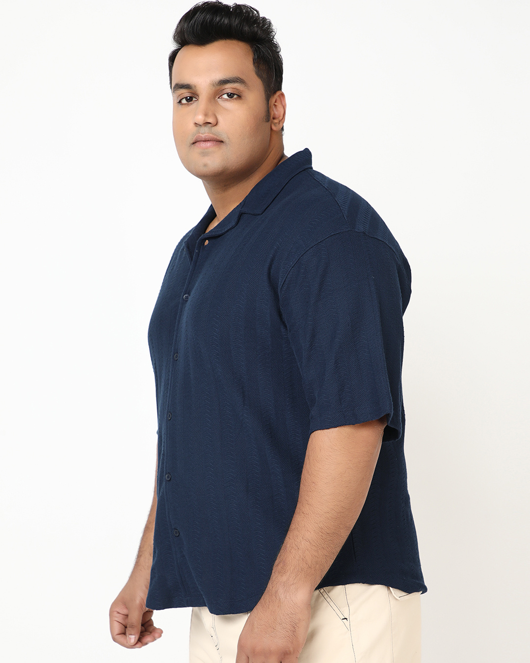 Shop Men's Peageant Blue Textured Oversized Plus Size Shirt-Back