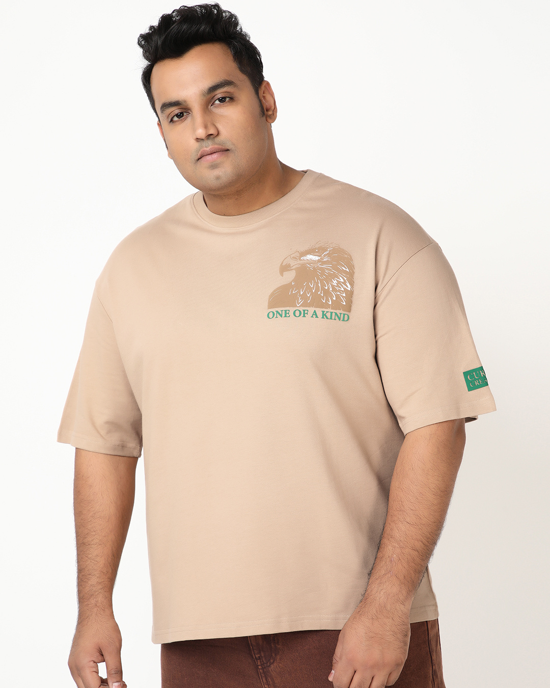 Shop Men's Ginger Root Brown Kind Graphic Printed Oversized Plus Size T-shirt-Back