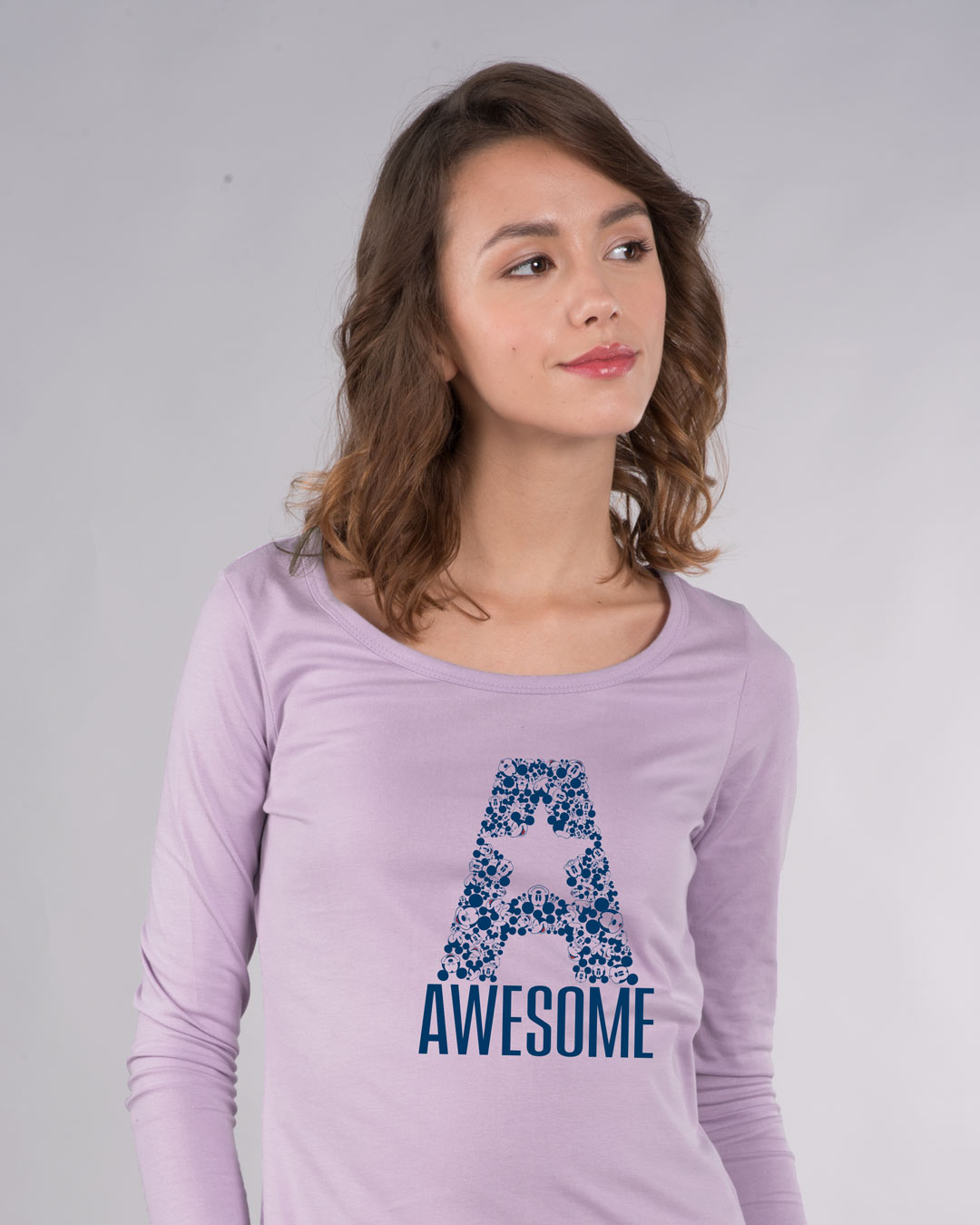 A For Awesome Mickey Scoop Neck Full Sleeve T-Shirt (DL)