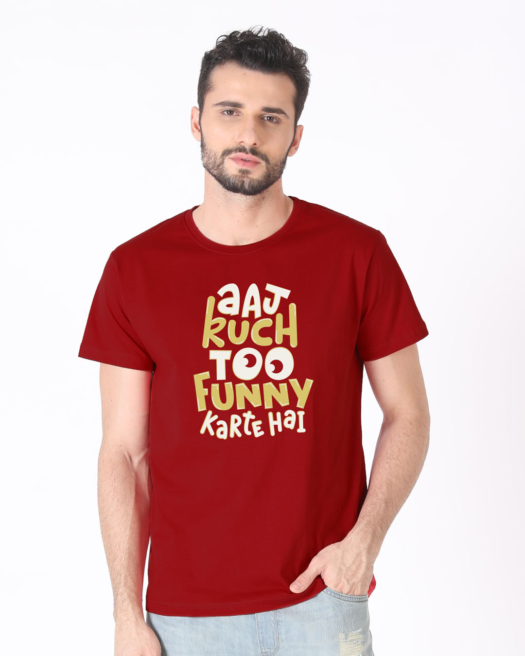 Shop Aaj Kuch Funny Half Sleeve T-Shirt-Back