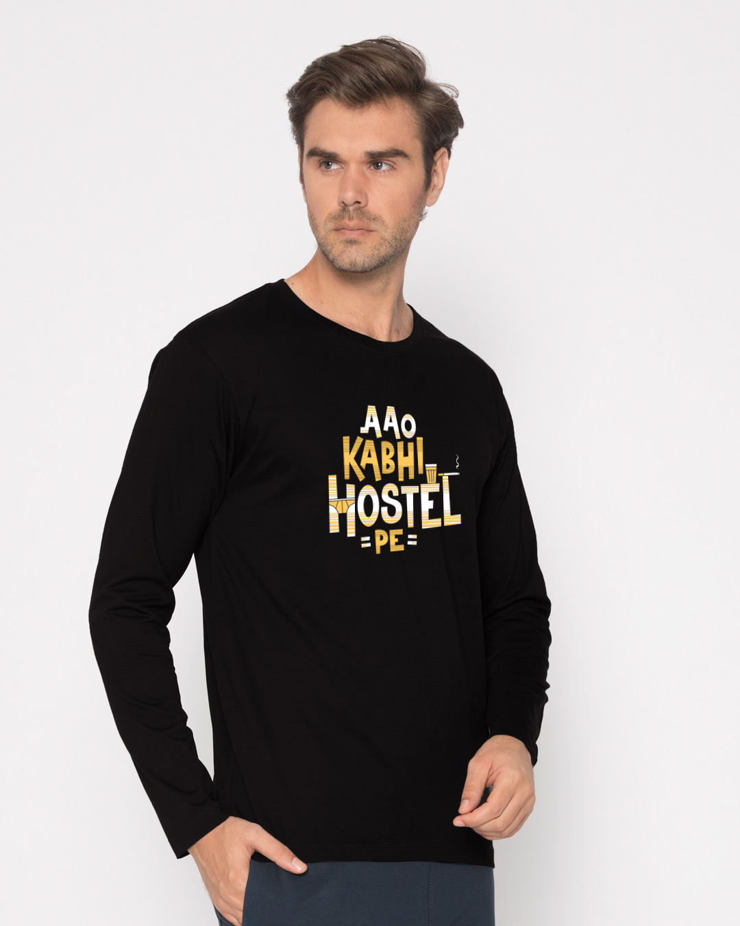 Shop Aao Kabhi Hostel Pe Full Sleeve T-Shirt-Back