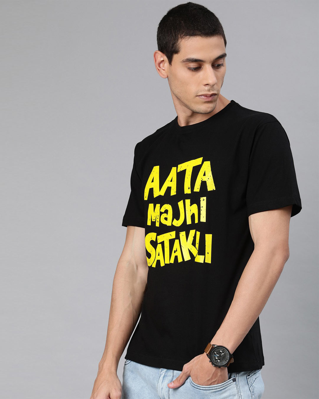 Shop Aata Majhi Satakli Half Sleeve T-shirt For Men's-Back