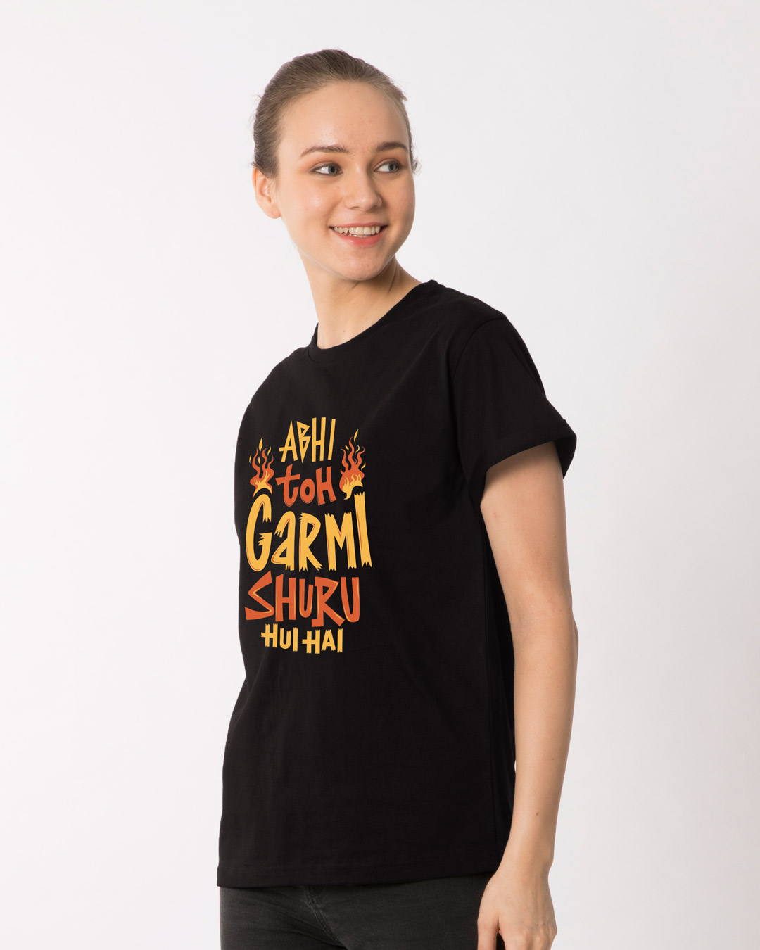 Shop Abhi Toh Garmi Boyfriend T-Shirt-Back