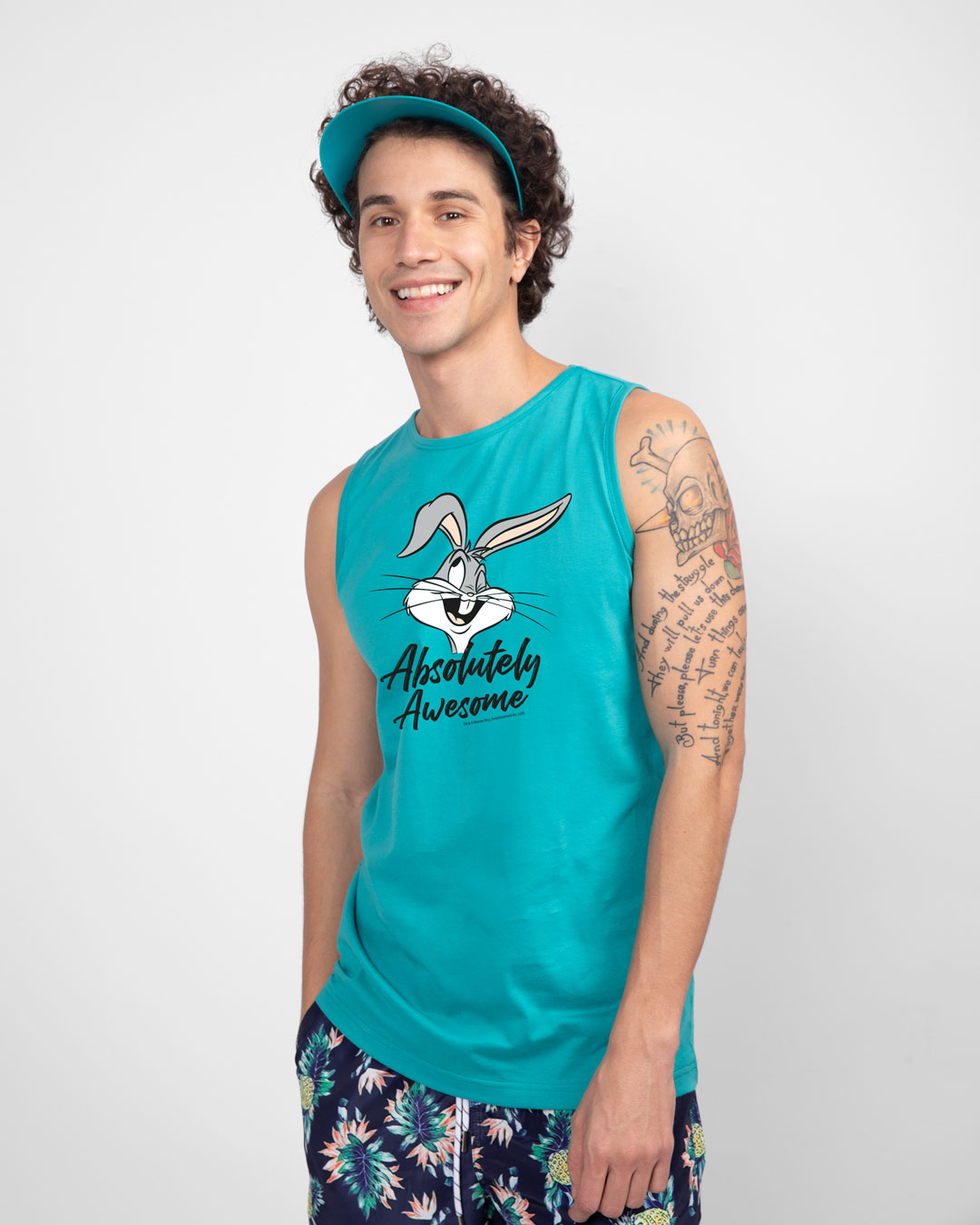 Shop Absolutely Awesome Bunny Round Neck Vest Tropical Blue-Back