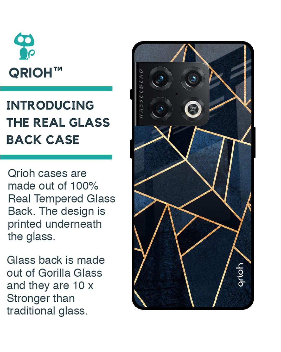 Shop Abstarct Tiles Printed Premium Glass Cover for OnePlus 10 Pro (Shock Proof, Lightweight)-Back