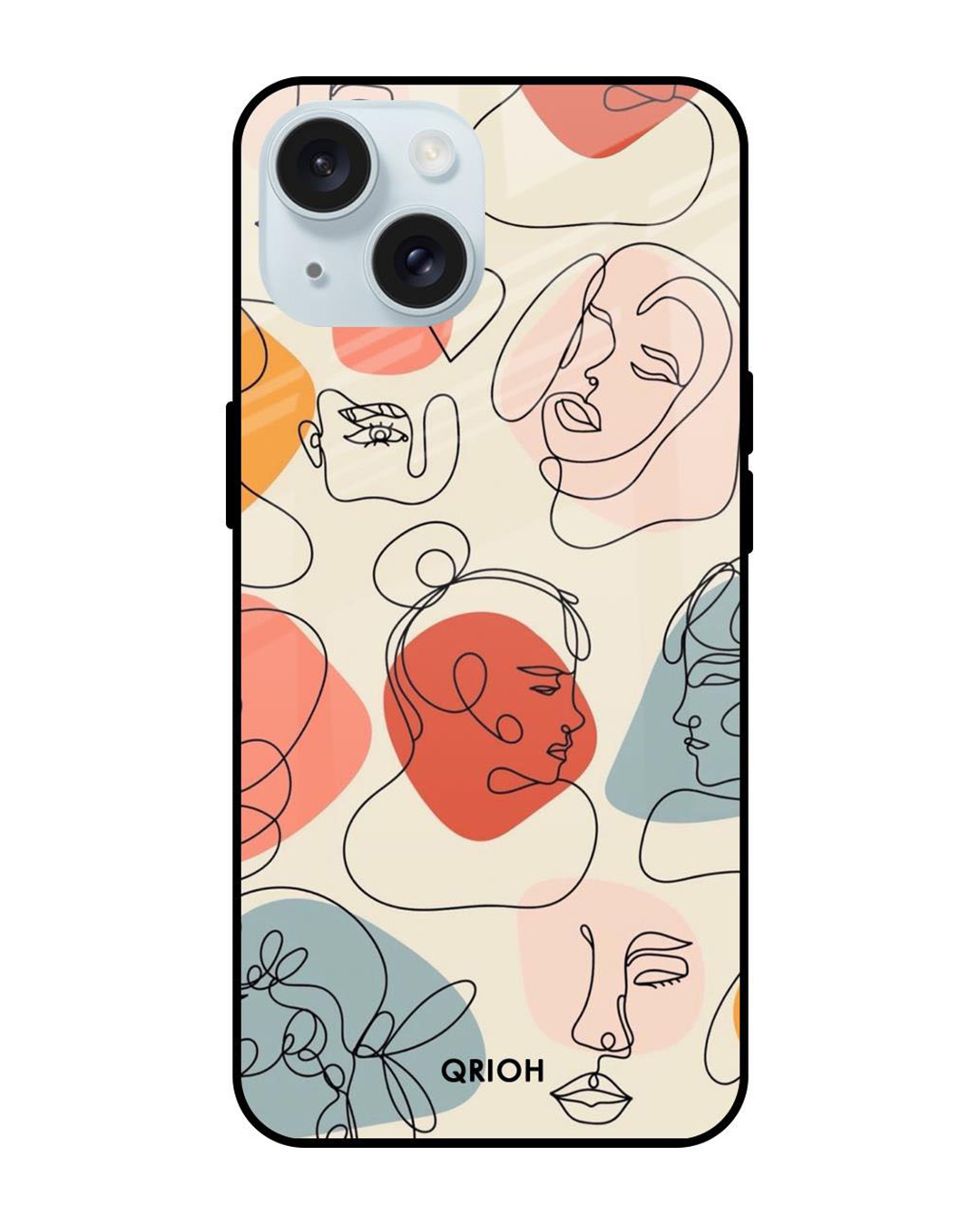 Buy Abstract Faces Premium Glass Case For Apple Iphone 15 Shock Proof 