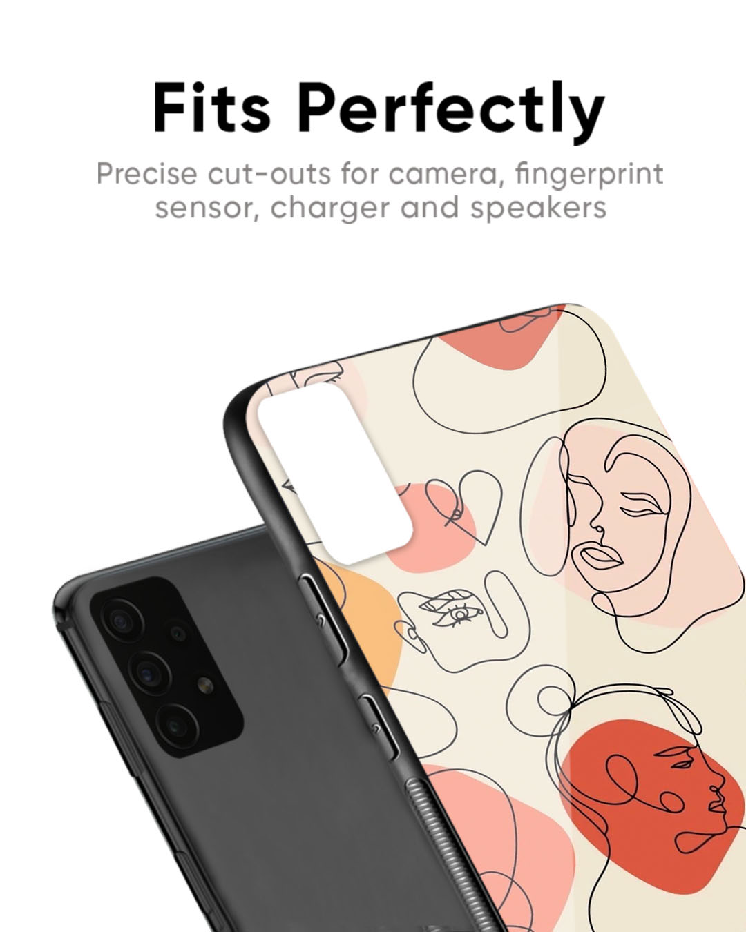 Shop Abstract Faces Premium Glass Case for Redmi Note 12 5G (Shock Proof, Scratch Resistant)-Back