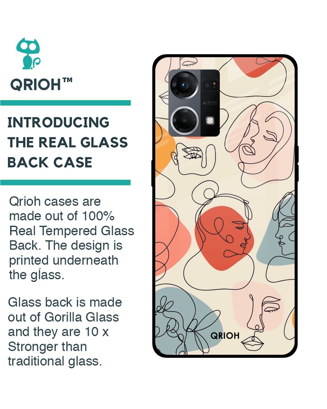 Shop Abstract Faces Printed Premium Glass Case for Oppo F21s Pro (Shock Proof,Scratch Resistant)-Back