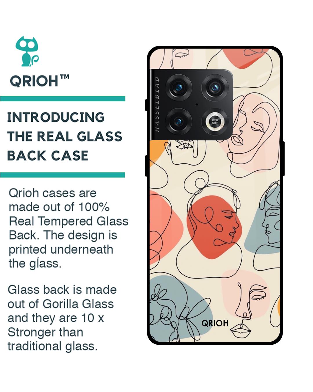 Shop Abstract Faces Printed Premium Glass Cover For OnePlus 10 Pro 5G (Impact Resistant, Matte Finish)-Back