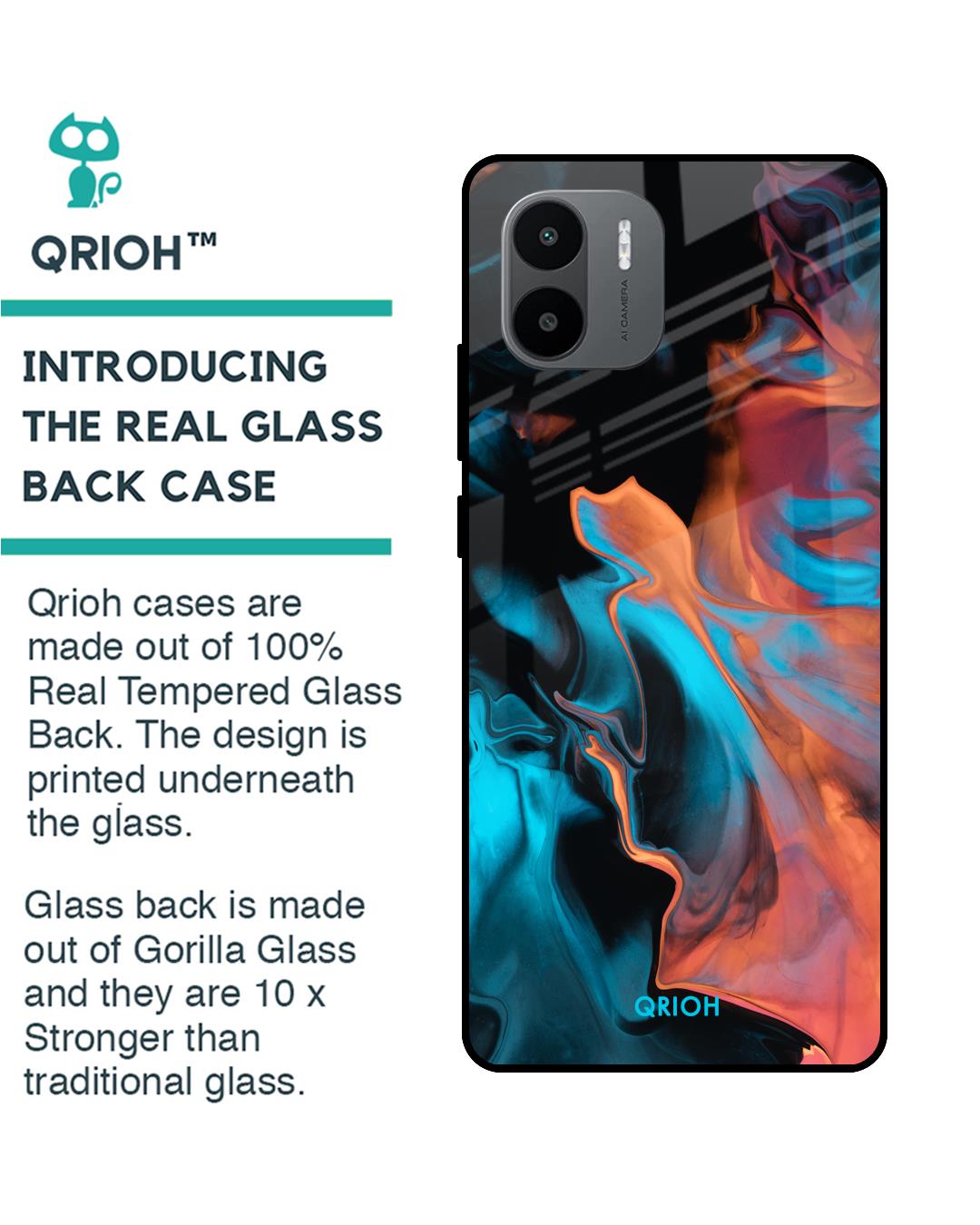 Shop Abstract Painting Printed Premium Glass Case for Redmi A1plus (Shock Proof,Scratch Resistant)-Back