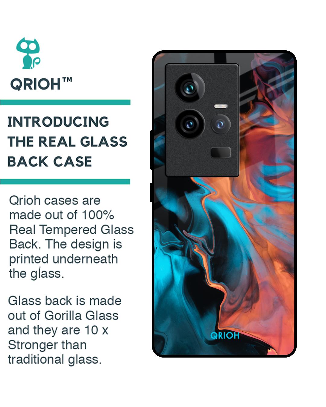 Shop Abstract Painting Printed Premium Glass Case for Vivo iQOO 11 (Shock Proof,Scratch Resistant)-Back