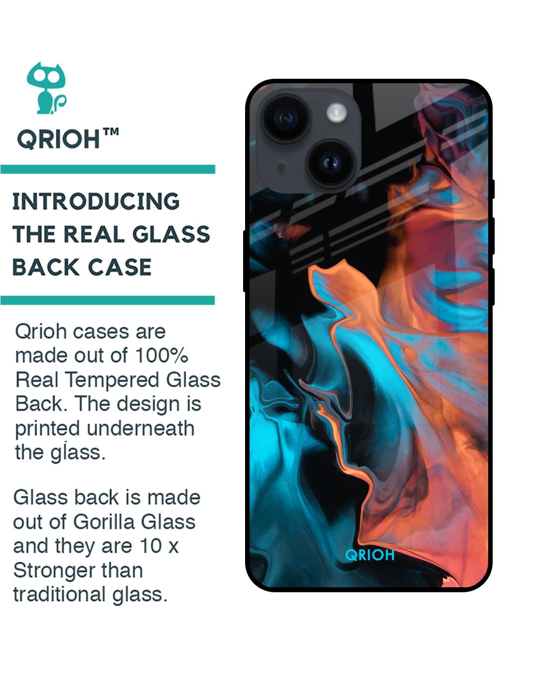 Shop Abstract Painting Printed Premium Glass Cover for Apple iPhone 14 (Shock Proof, Scratch Resistant)-Back