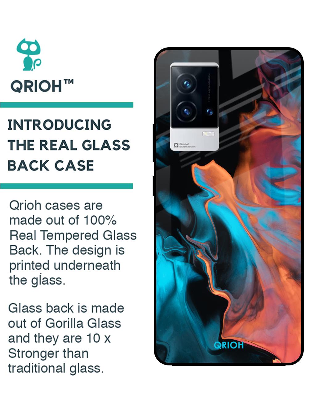Shop Abstract Painting Printed Premium Glass Cover for IQOO9 5G (Shock Proof, Scratch Resistant)-Back