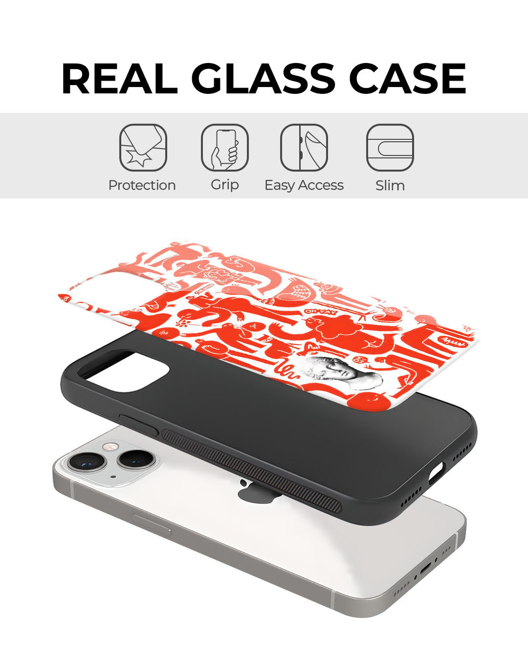 Shop Abstract People Premium Glass Cover for Apple iPhone 13 Pro-Back