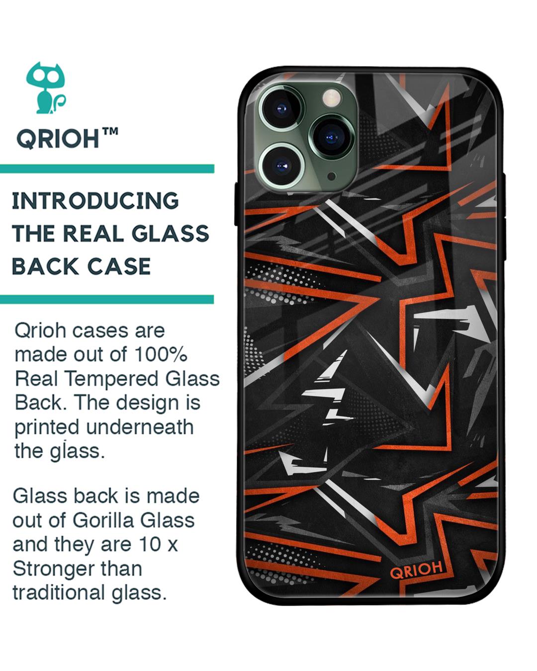 Shop Abstract Printed Premium Glass Cover For iPhone 11 Pro (Impact Resistant, Matte Finish)-Back