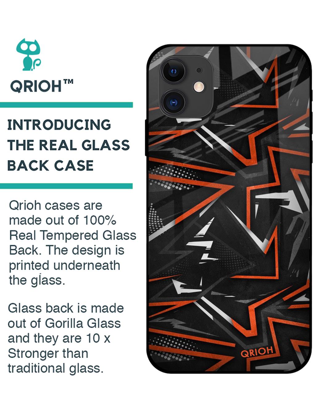 Shop Abstract Printed Premium Glass Cover For iPhone 12 (Impact Resistant, Matte Finish)-Back