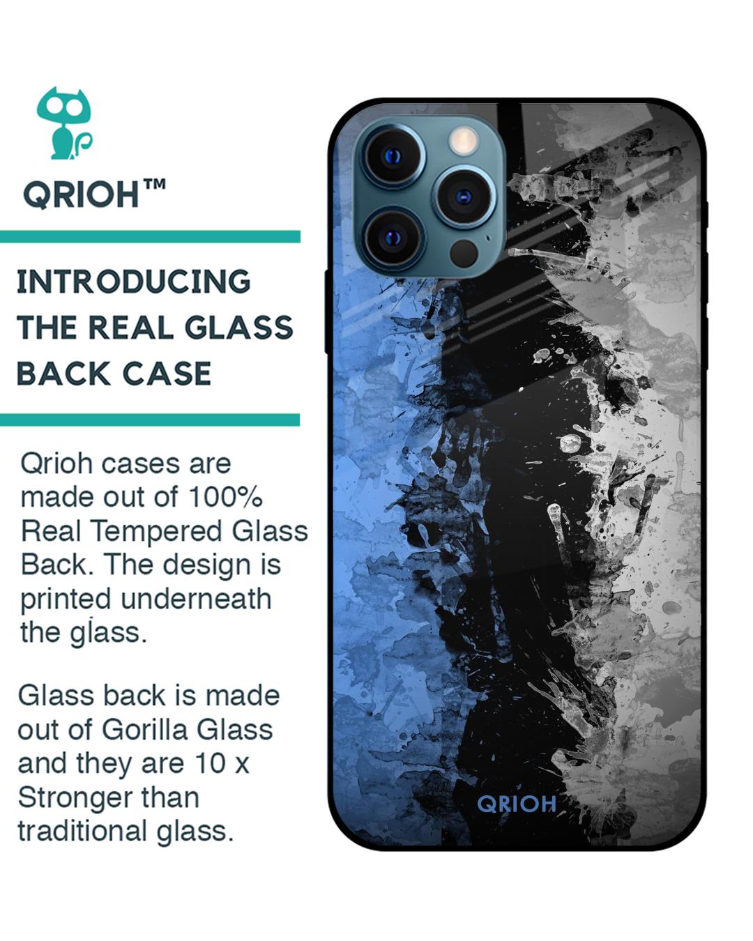 Shop Abstract Printed Premium Glass Cover For iPhone 12 Pro (Impact Resistant, Matte Finish)-Back