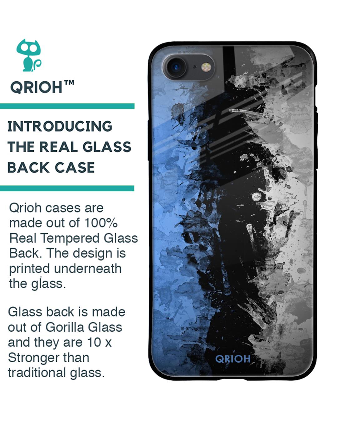 Shop Abstract Printed Premium Glass Cover For iPhone SE 2020 (Impact Resistant, Matte Finish)-Back