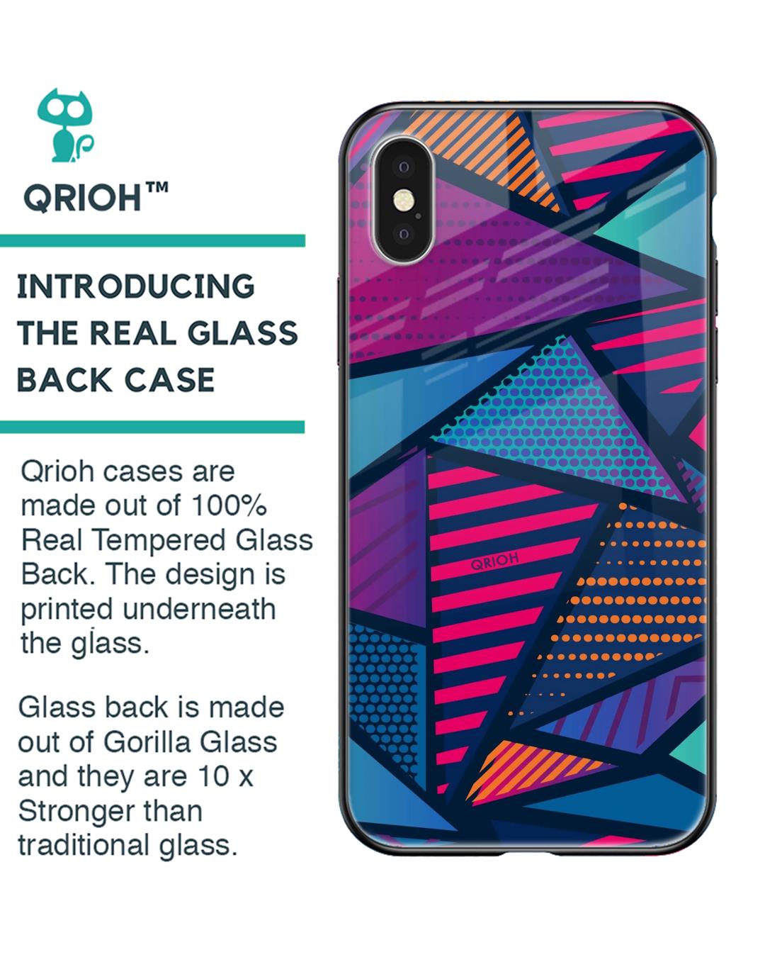 Shop Abstract Printed Premium Glass Cover For iPhone X (Impact Resistant, Matte Finish)-Back