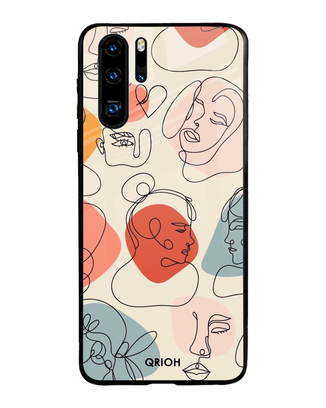 Shop Abstract Printed Premium Glass Cover For Huawei P30 Pro (Impact Resistant, Matte Finish)-Front