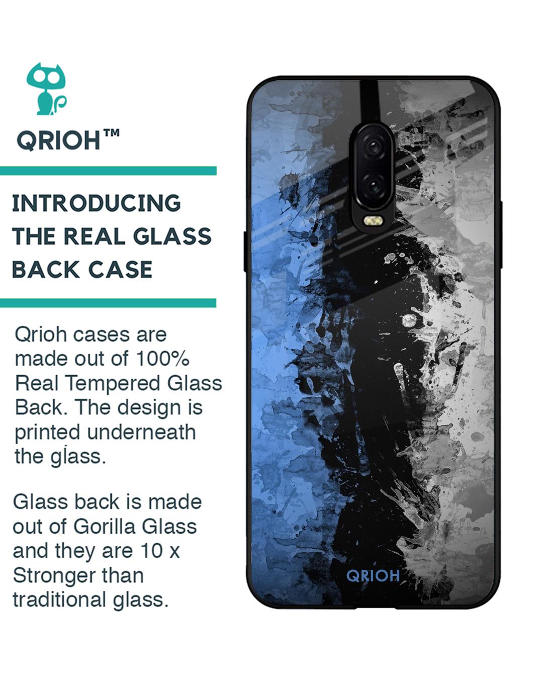 Shop Abstract Printed Premium Glass Cover For OnePlus 6T (Impact Resistant, Matte Finish)-Back
