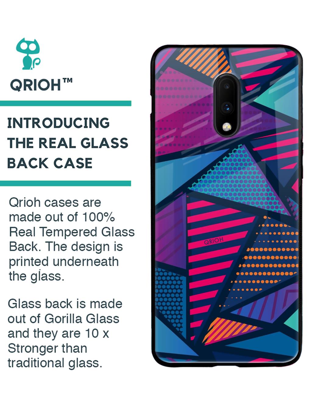 Shop Abstract Printed Premium Glass Cover For OnePlus 7 (Impact Resistant, Matte Finish)-Back