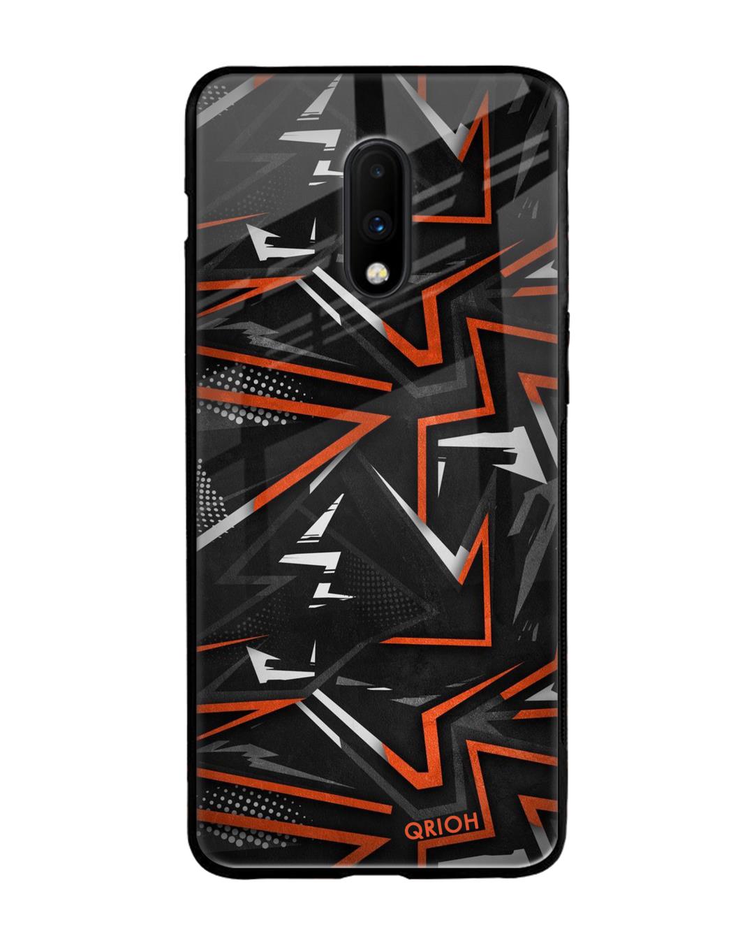 Buy Abstract Printed Premium Glass Cover For OnePlus 7 (Impact