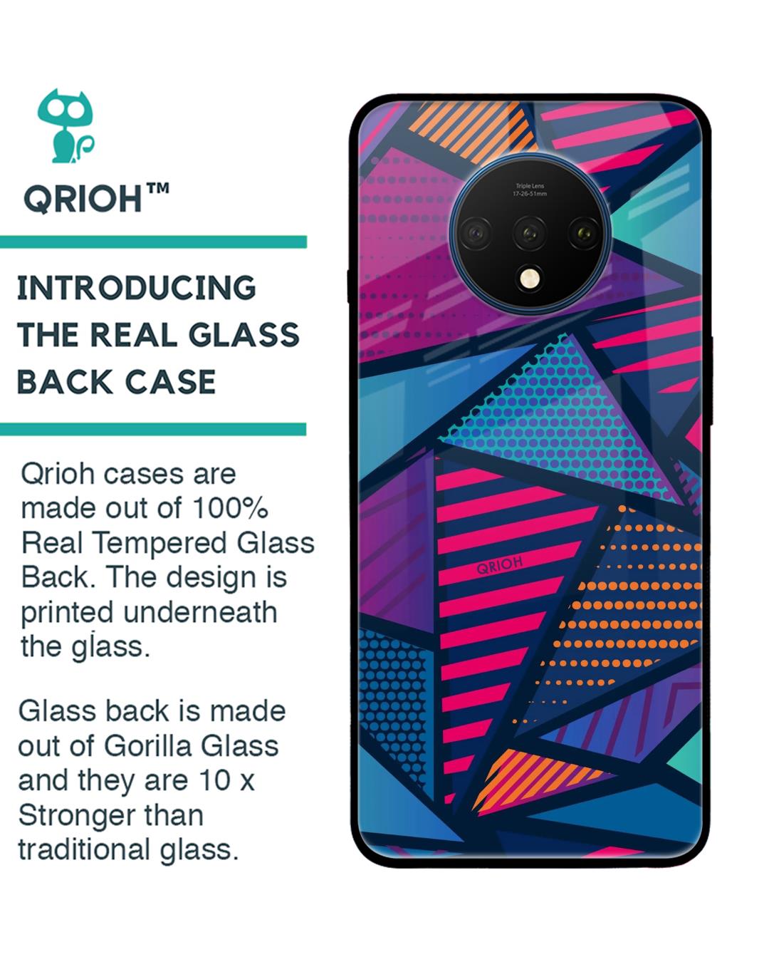 Shop Abstract Printed Premium Glass Cover For OnePlus 7T (Impact Resistant, Matte Finish)-Back