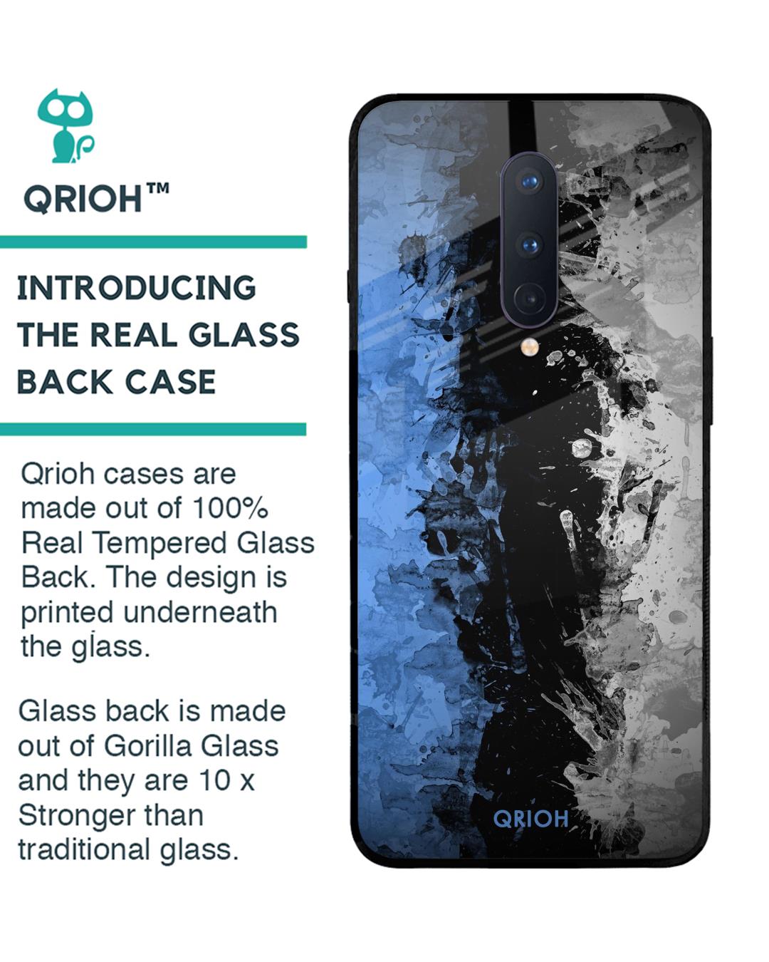 Shop Abstract Printed Premium Glass Cover For OnePlus 8 (Impact Resistant, Matte Finish)-Back