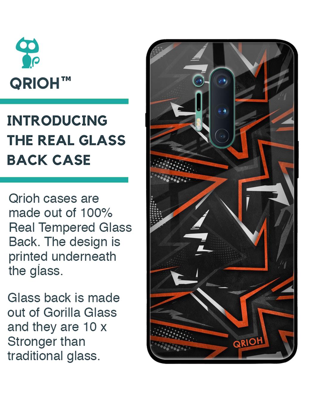 Shop Abstract Printed Premium Glass Cover For OnePlus 8 Pro (Impact Resistant, Matte Finish)-Back