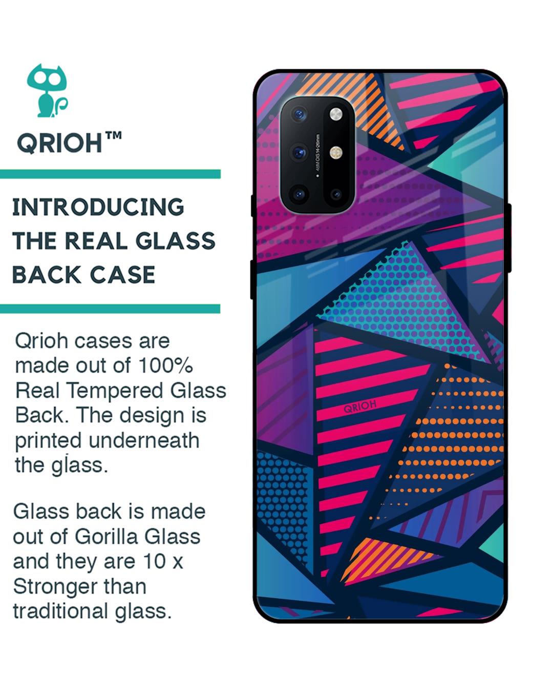 Shop Abstract Printed Premium Glass Cover For OnePlus 8T (Impact Resistant, Matte Finish)-Back