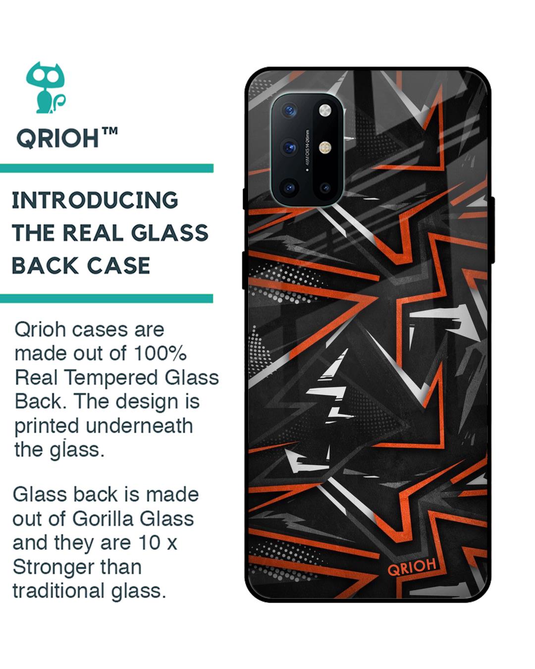 Shop Abstract Printed Premium Glass Cover For OnePlus 8T (Impact Resistant, Matte Finish)-Back