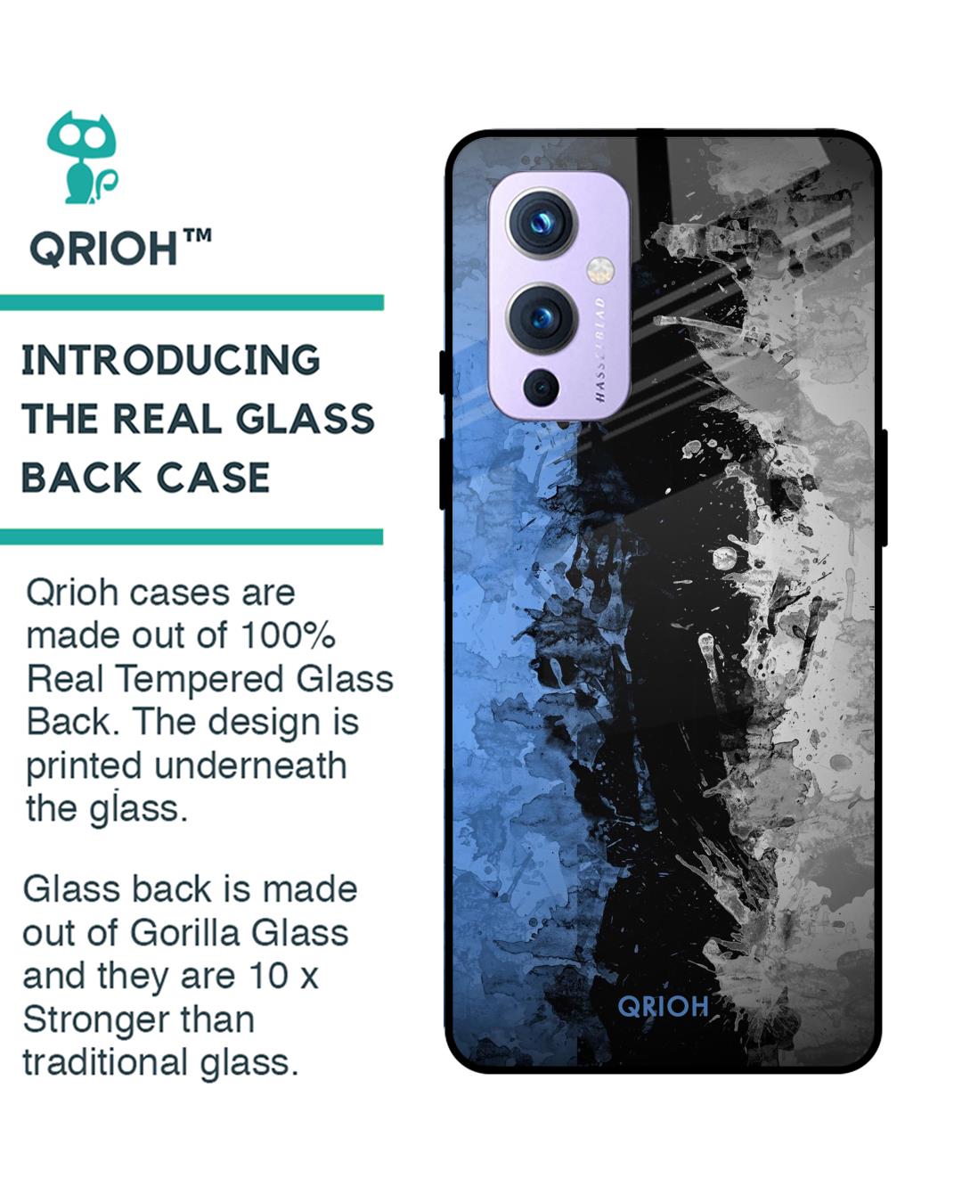 Shop Abstract Printed Premium Glass Cover For OnePlus 9 (Impact Resistant, Matte Finish)-Back