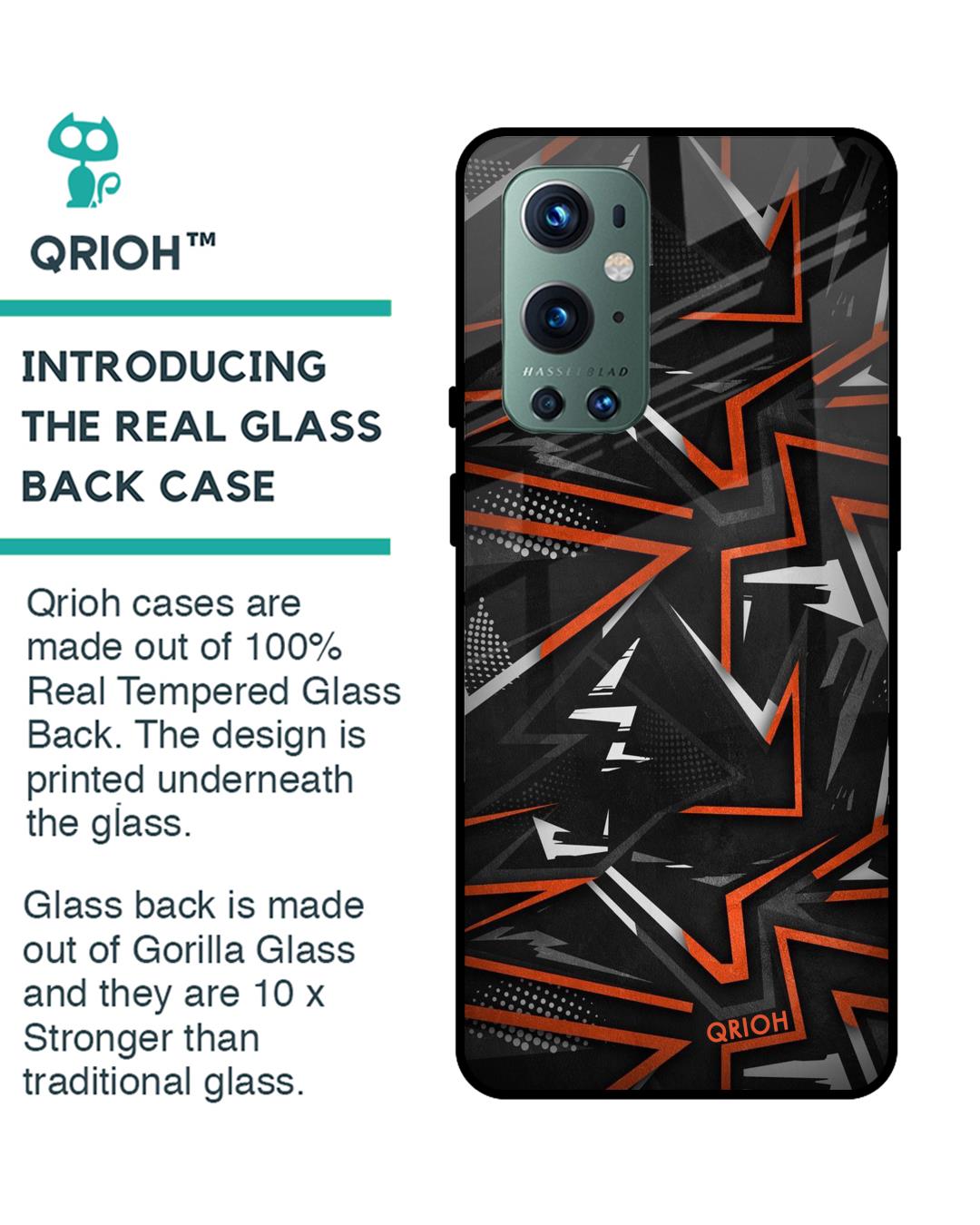 Shop Abstract Printed Premium Glass Cover For OnePlus 9 Pro (Impact Resistant, Matte Finish)-Back