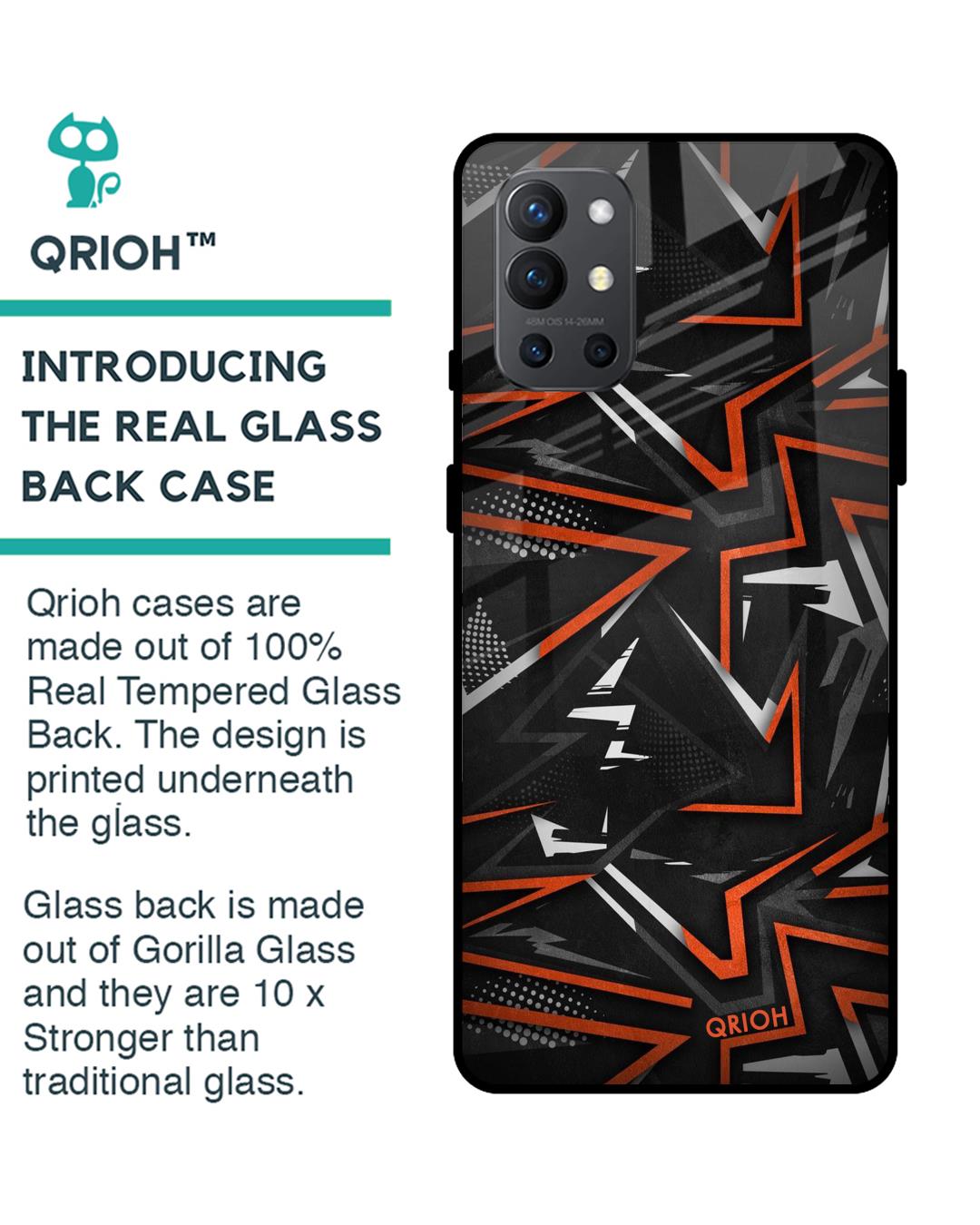 Shop Abstract Printed Premium Glass Cover For OnePlus 9R (Impact Resistant, Matte Finish)-Back