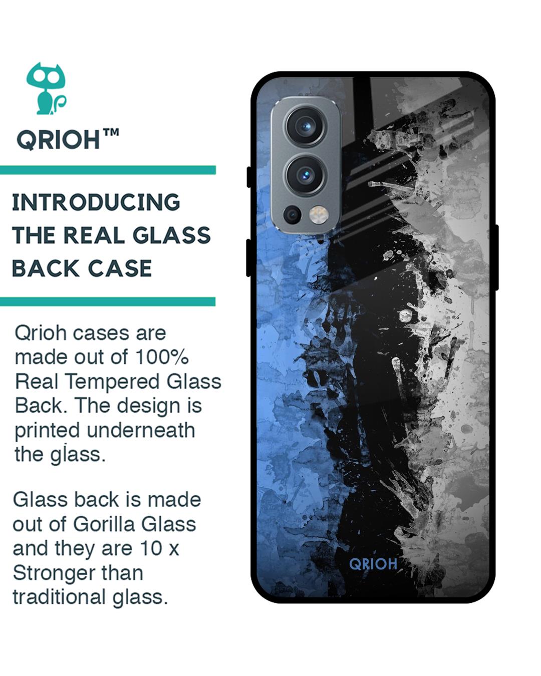 Shop Abstract Printed Premium Glass Cover For OnePlus Nord 2 5G (Impact Resistant, Matte Finish)-Back