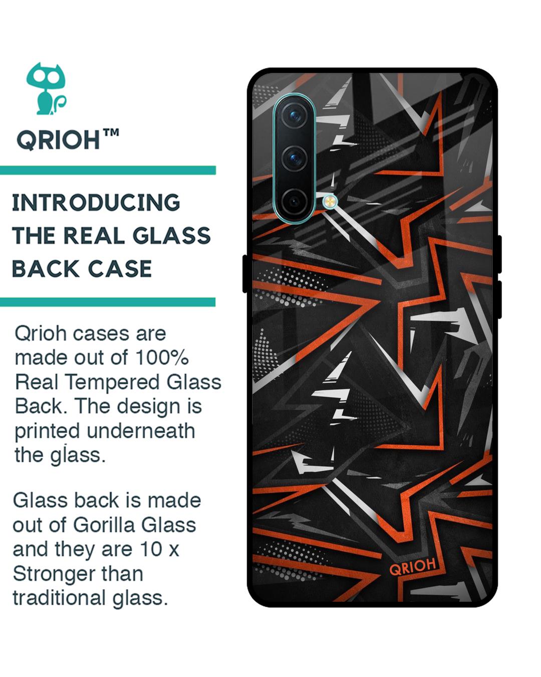 Shop Abstract Printed Premium Glass Cover For OnePlus Nord CE (Impact Resistant, Matte Finish)-Back
