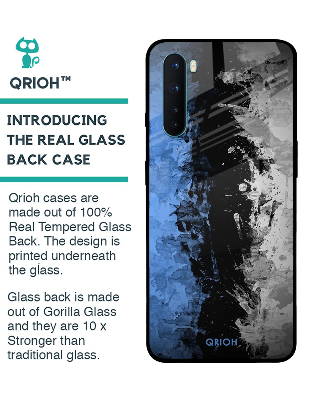 Shop Abstract Printed Premium Glass Cover For OnePlus Nord (Impact Resistant, Matte Finish)-Back